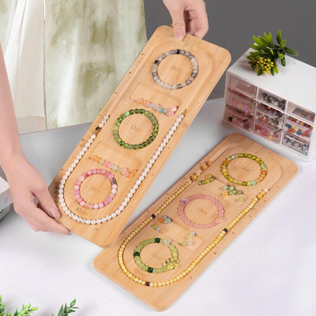 Convenient Wood Board Plate Beading Tray Jewelry Beading Board Craft Bracelet Stand Store Display Plate for Table