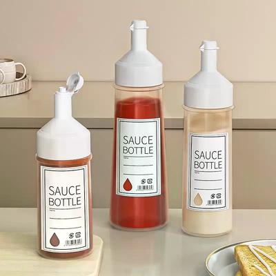 Condiment Squeeze Bottles 250/350/450ml Ketchup Mustard Salad Sauce Dispenser With On Cap Lids Olive Oil Bottle Kitchen Gadget