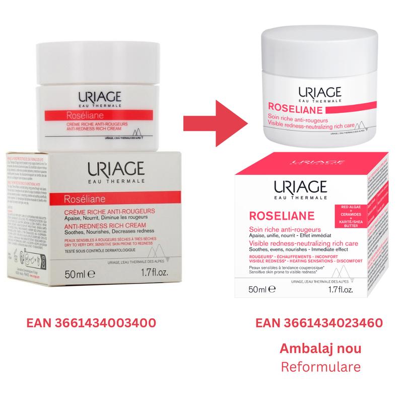 Uriage ROSELIANE Anti-Redness Soothing Care Rich Texture Face Cream 50ml for Sensitive Skin