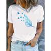 Blue Feather & Hearts Women's Tee - Delicate Graphic, Soft Romantic Print for Casual Daily Wear