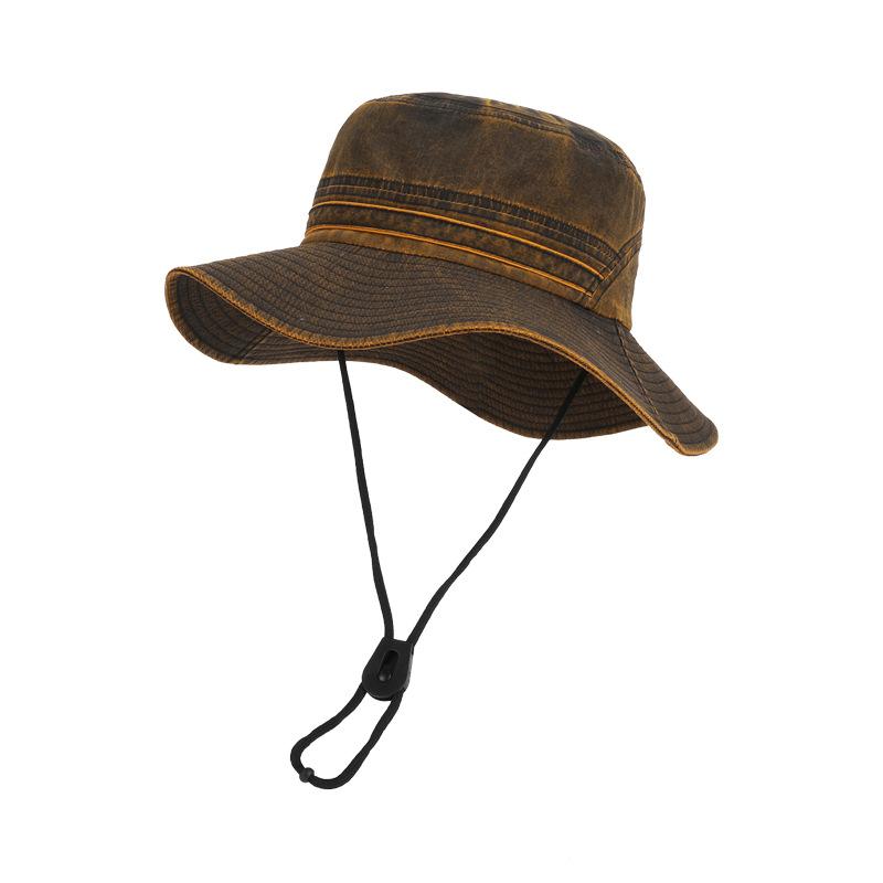 Spring and Summer Outdoor Mountaineering Fishing Visor Big Brim Breathable Bucket Hat British Retro Denim Sunscreen Hat