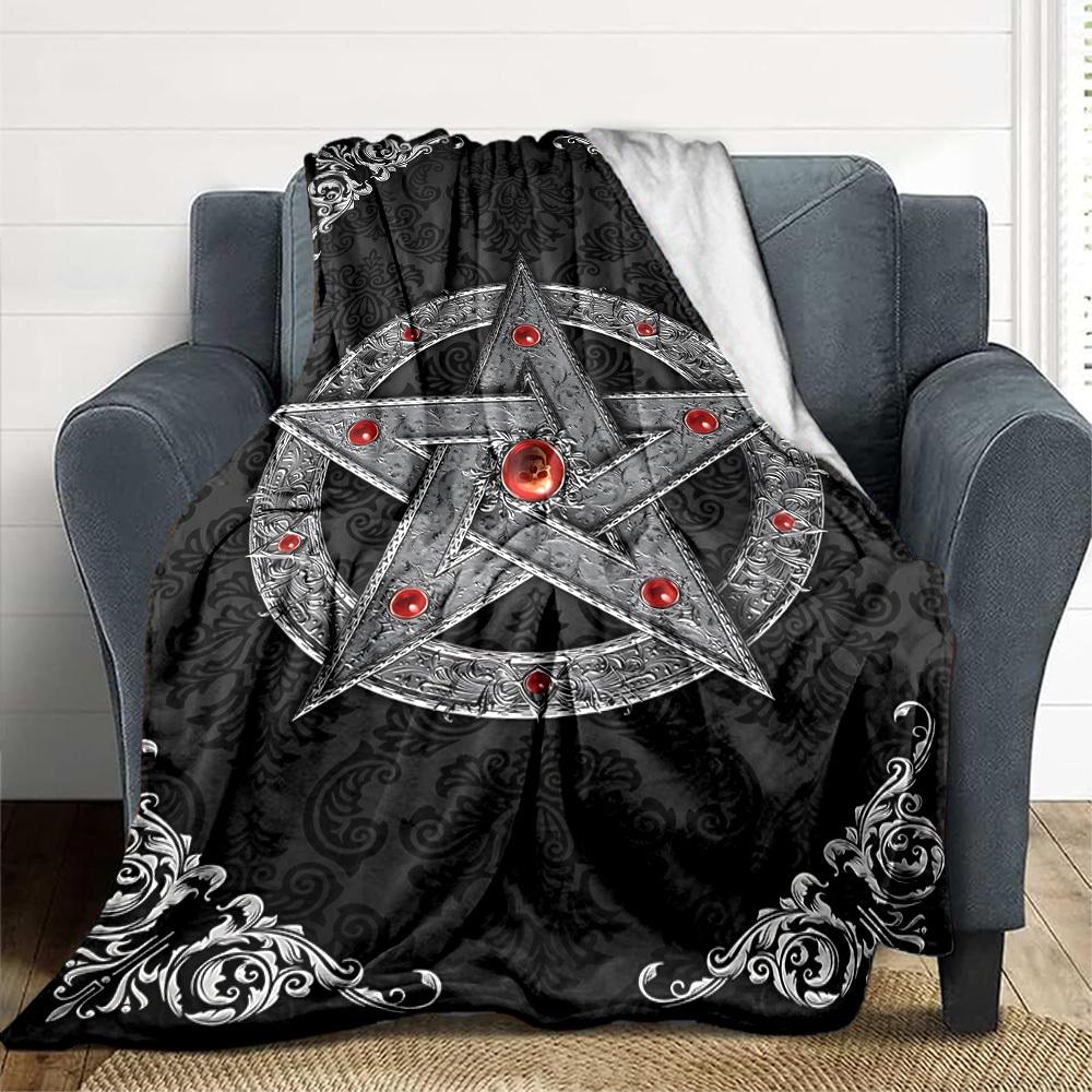 1pc Star Gothic Blanket, Lightweight Flannel Throw Blanket for Sofa, Bed, Travel, Camping, Living Room, Office, Couch096