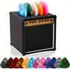 Portable Guitar Pick Stand with 6 Multi-Colored Picks - Guitar Speaker Model Pop Style Storage Organizer ZSY