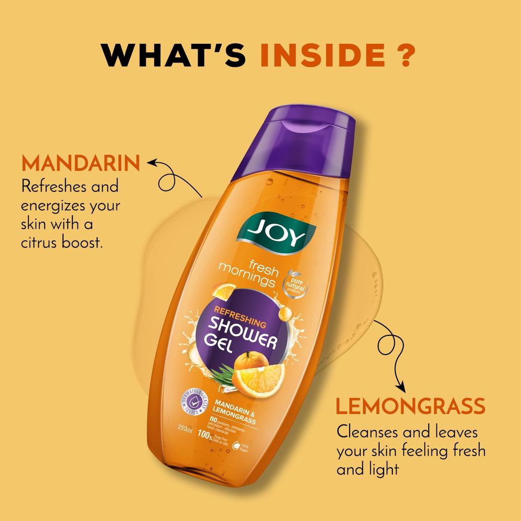 JOY Mandarine & Zitronengras Duschgel 250ml Veganes Duschgel Feuchtigkeitsspendender Hautreiniger