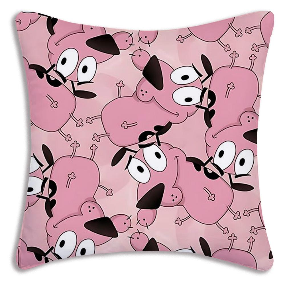 Anime For C-Cowardly Dog Pillow Covers Cartoon Sofa Decorative Home Double-sided Printing Short Plush Cute Cushion Cover