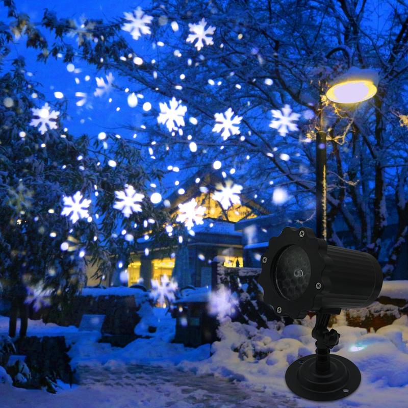 Snowflake Led Projector Light with Remote Control Outdoor Lawn Garden Christmas Stage Decoration Projection Pattern Blizzard Lamp