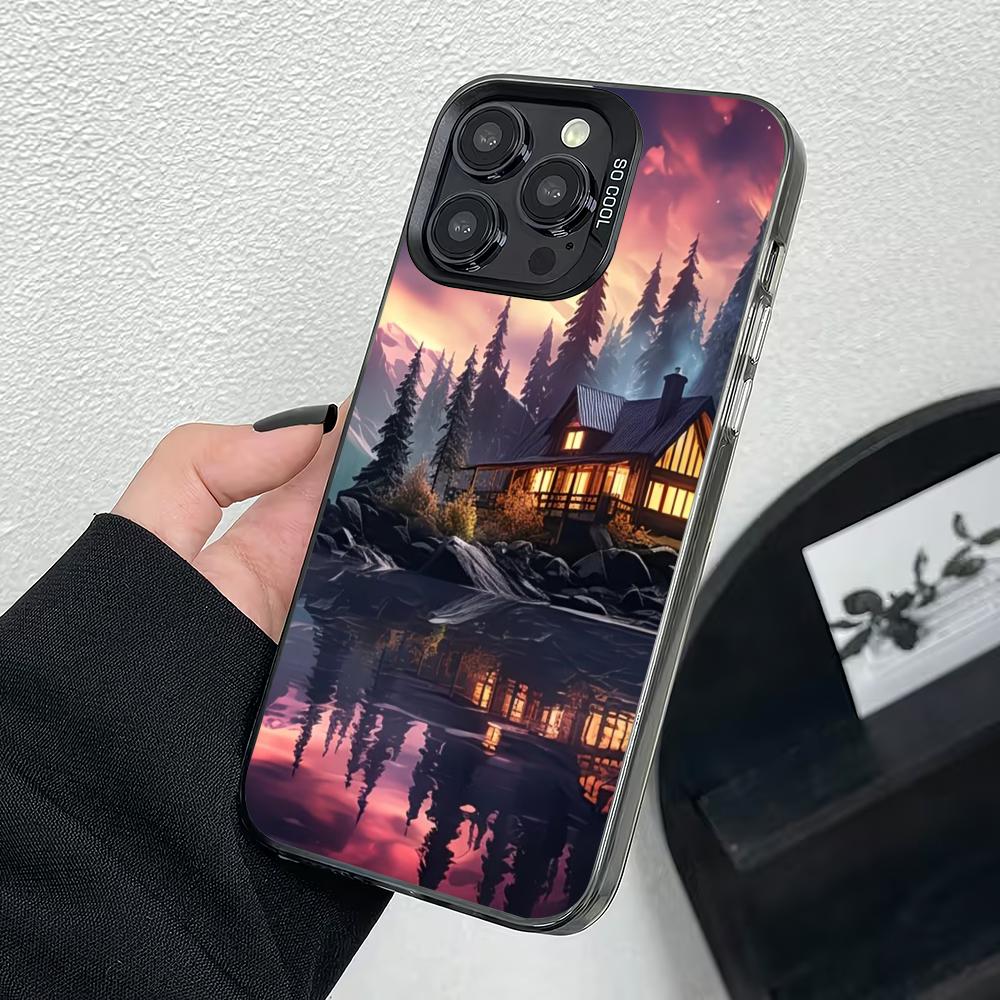 Landscape house pattern phone case suitable for iPhone 17 16 15 14 13 12 11 Pro/Max/Plus anti drop and shockproof back cover