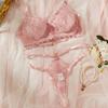 Lover Sexy and Comfortable Ultra-thin Sex Lace Mesh Semi-transparent Gathering Top Support Girls Underwear Set Sex Underwear