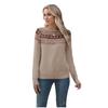 Höst Vinter Vintage Dam Stickad Tröja Patchwork Slim Dam Pullover