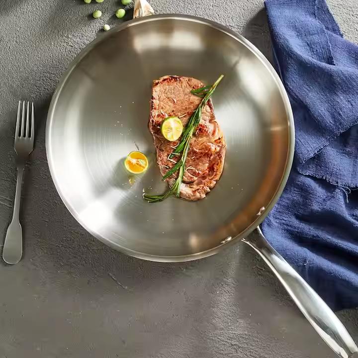 Triply Stainless Steel Induction Frying Pan - Non-Stick, Oven Safe, Riveted Handle, Toxin-Free Cookware