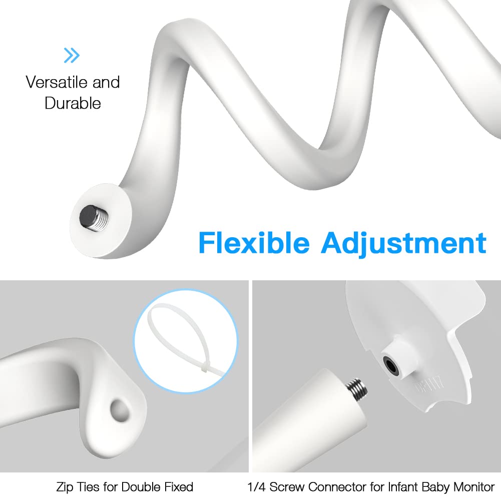 oioaahkeo Flexible Mount for Babysense Baby Monitor HD S2 and V43 Models (White)