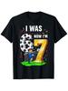Boys Crew Neck Short Sleeve T-Shirt with Soccer Background Number 6 & Golden Number 7 Print