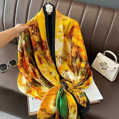 Spring Scarf Women'S Luxury Design Polyester Material Smooth Scarf Soft Shawl Beach Scarf