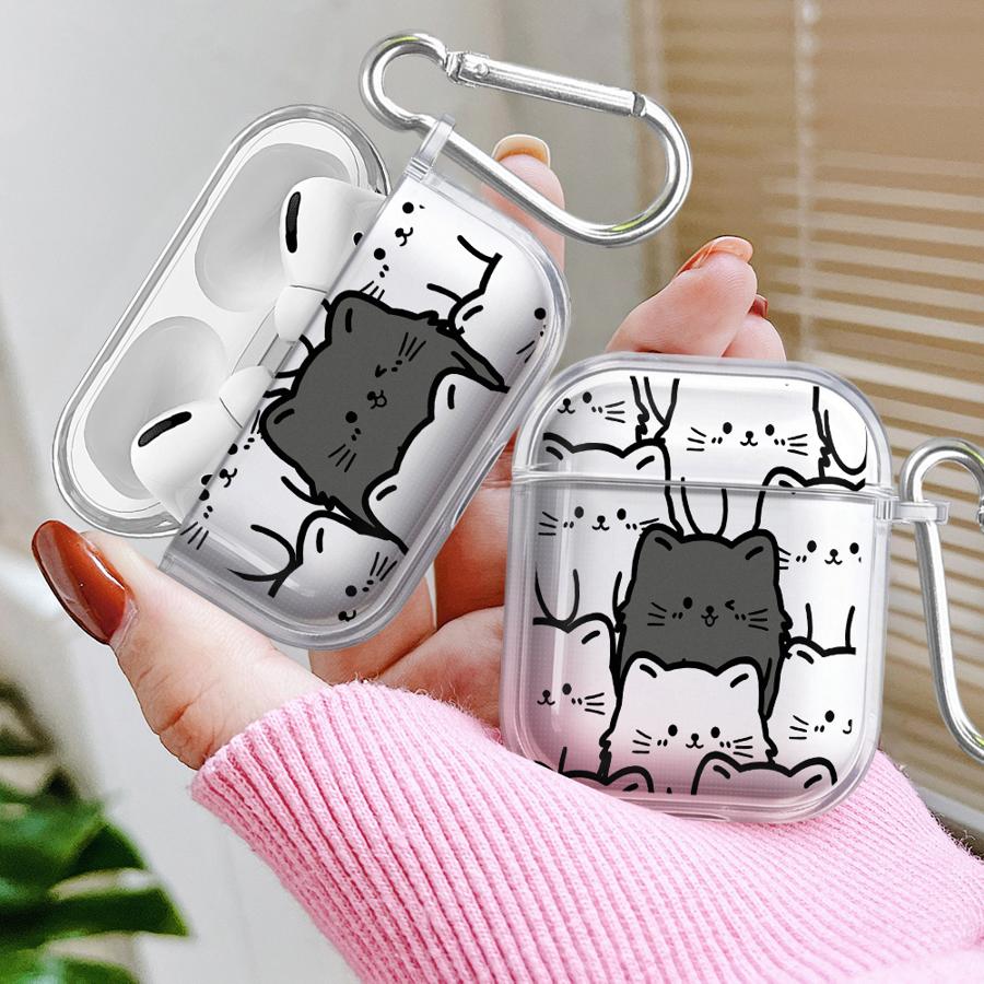 Cartoon Cute Cat Clear Earphone Cases Cover Case For Airpods Pro2 Pro3 4 Pro 2 1 3