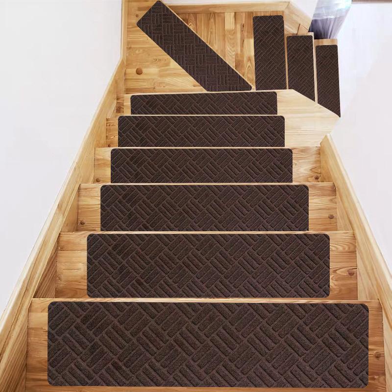 1PC 76x20.3cm Home Soft Self-adhesive Stair Stepping Mat Stair Carpet Protector Rug Non-slip Variety Pattern Water Absorption