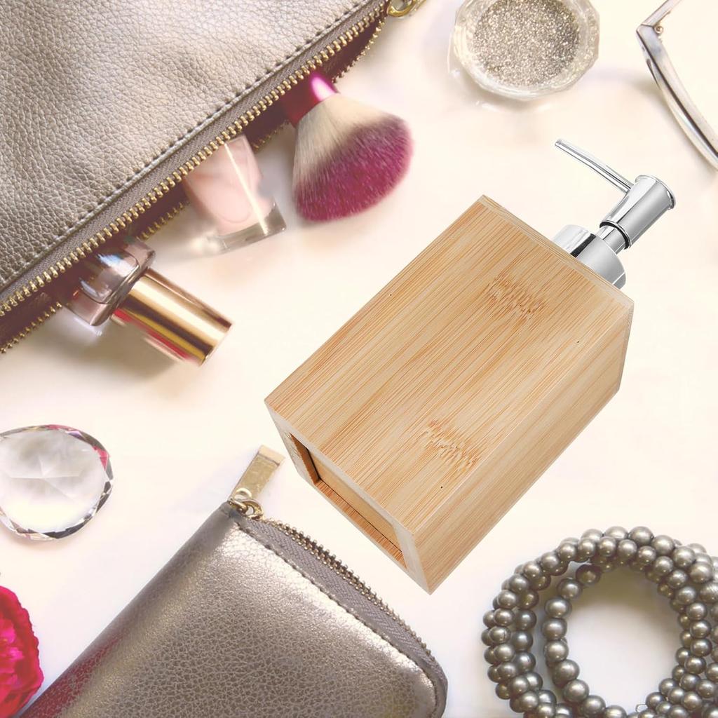 IMIKEYA Hand Bottle Bamboo Soap Dispenser for Kitchen and Bathroom Wooden Pump Bottle, 16.5X7X7CM, YP21B9F22ZO11GQ14X