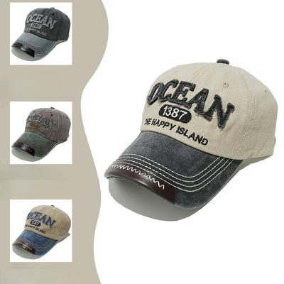 Color Block Versatile Baseball Cap Men and Women Cowboy Embroidered Letters Washing Cotton Baseball Cap Ins Personality Couple Hat