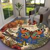 1pc General-purpose Rug, Blush Pink Butterfly Rose Printed Round Rug, Comfortable Office Chair Carpet, Home Entrance Floor Mat
