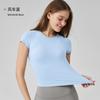Summer nude round neck thin yoga clothes top tight waist outdoor breathable high elastic fitness sports short sleeves women