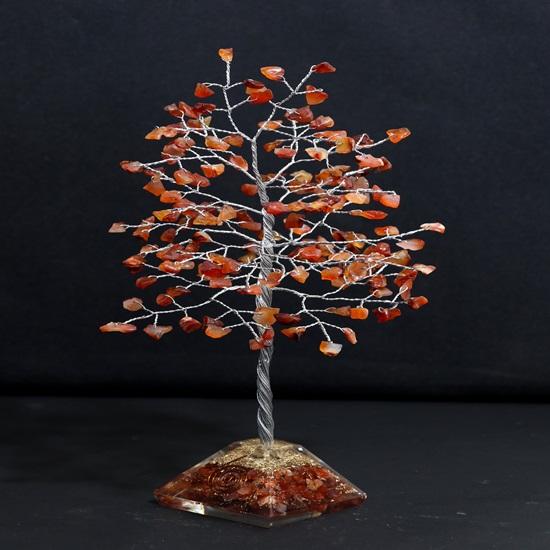 Base Piramidale Orgonica Albero della Vita Chakra Corniola, Albero di Cristallo per Energia Positiva, Decorazione Feng Shui, Cristalli Curativi Portafortuna, Regalo Spirituale