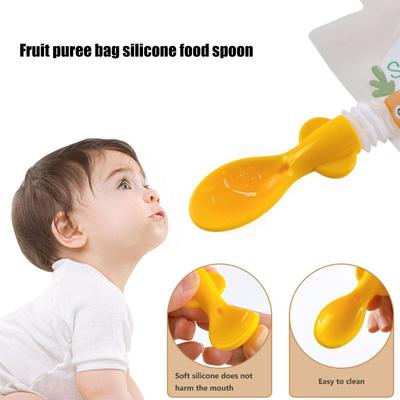 Silicone Infant Spoons Baby Squeeze Pouches Attachment Topper for Various Food Pouch Secure Food Pouch Spoon Attachment