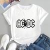 Fashion Retro ACDC Band Printed T-Shirt Tops ACDC Trend Harajuku Women's Universal Shirt Pattern Cotton Harajuku T-Shirt