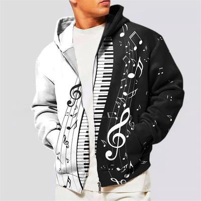 Musikfestival Herren Farbblock Grafikdrucke Musiknoten Hoodie Hoodies Sweatshirt Streetwear Designer