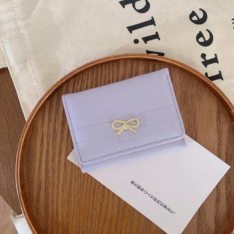 Damski portfel ins damska kokardka prosty krótki wysokiej klasy mały składany