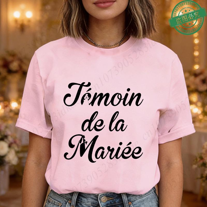Team De La Mariée Future French Bachelorette EVJF Party T-shirts  Bridal Shower Wedding Tops with Bride Silhouette Print Blouses