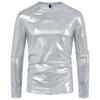 Cozy Up Men's Party Stage Glossy Long-sleeved Round Neck T-shirt