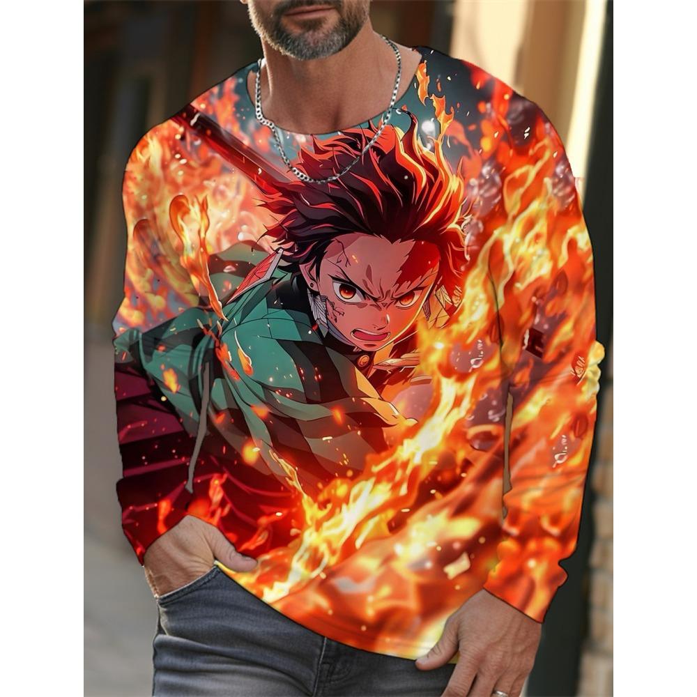 Men's Long-sleeved T-shirt 3D Printing Anime Printing Men's Long-sleeved T-shirt Autumn Tops