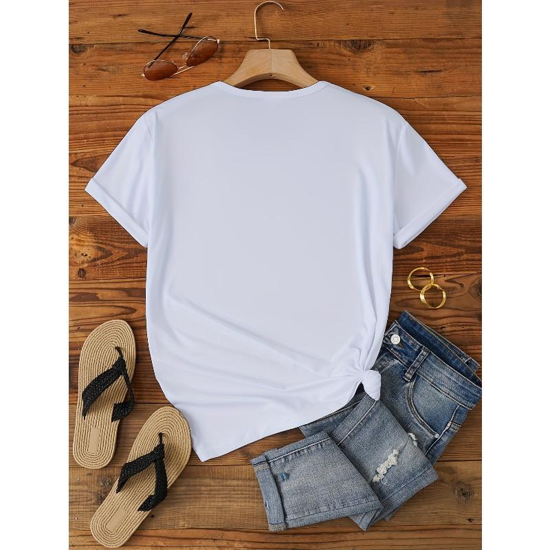 Women's Queen of Hearts Print T-Shirt Casual Short Sleeve Crew Neck Spring Summer Top