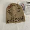 JYL TS DIY Cat Beanie Women Korean Winter Warm Ear Protection Knit Hat Acrylic