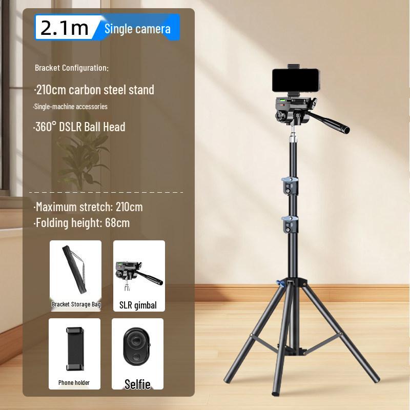 2025 Pro Live Streaming Stand: Dual Phone Tripod with Fill Light for Streamers & Vloggers