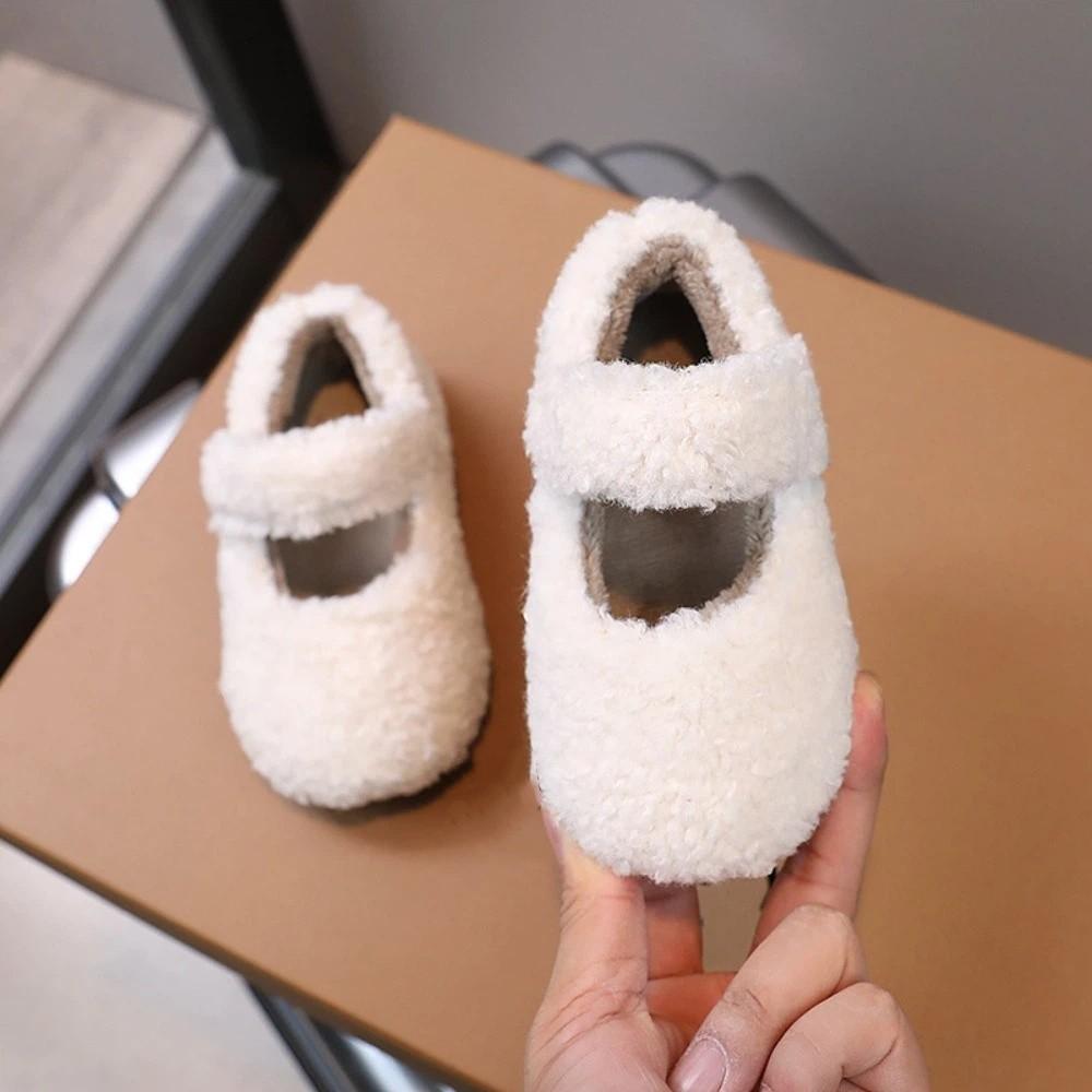 

Plush Fleece Fur Shoes Non-Slip Winter Shoes Fashion Children Flat Shoes Boys Girls 24-insole14.7cm