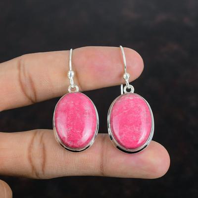 Thulit Ohrringe Handgefertigter Schmuck Hochwertige Edelstein Ohrringe 925 Sterling Silber Ohrringe Geburtsstein Ohrringe Geschenke für Mama Eleganter Schmuck