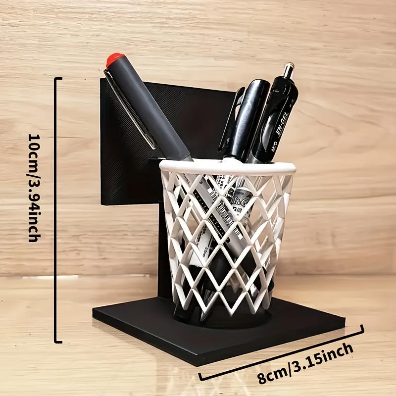 1pc 3D Printed Basketball Hoop Pen Holder-Creative Desktop Organizer with Black Base and White Mesh Design,Space-Saving