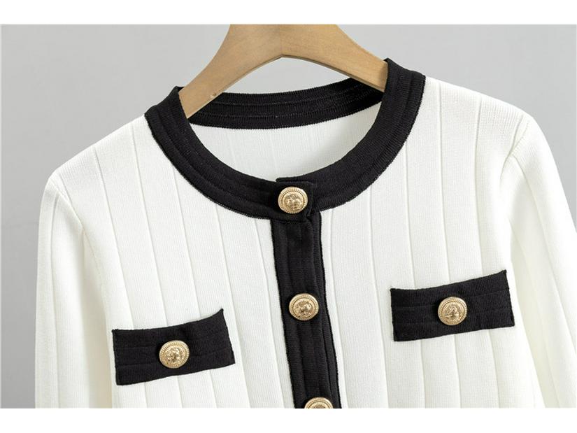 Elegantní francouzská společenská midi sukně a pletený kardigan dvoudílný set pro ženy - Podzimní/zimní kolekce