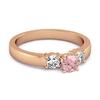 Pink CZ Elegant Three Stone Women Wedding Ring  - 925 Sterling Silver Rose Gold Vermeil