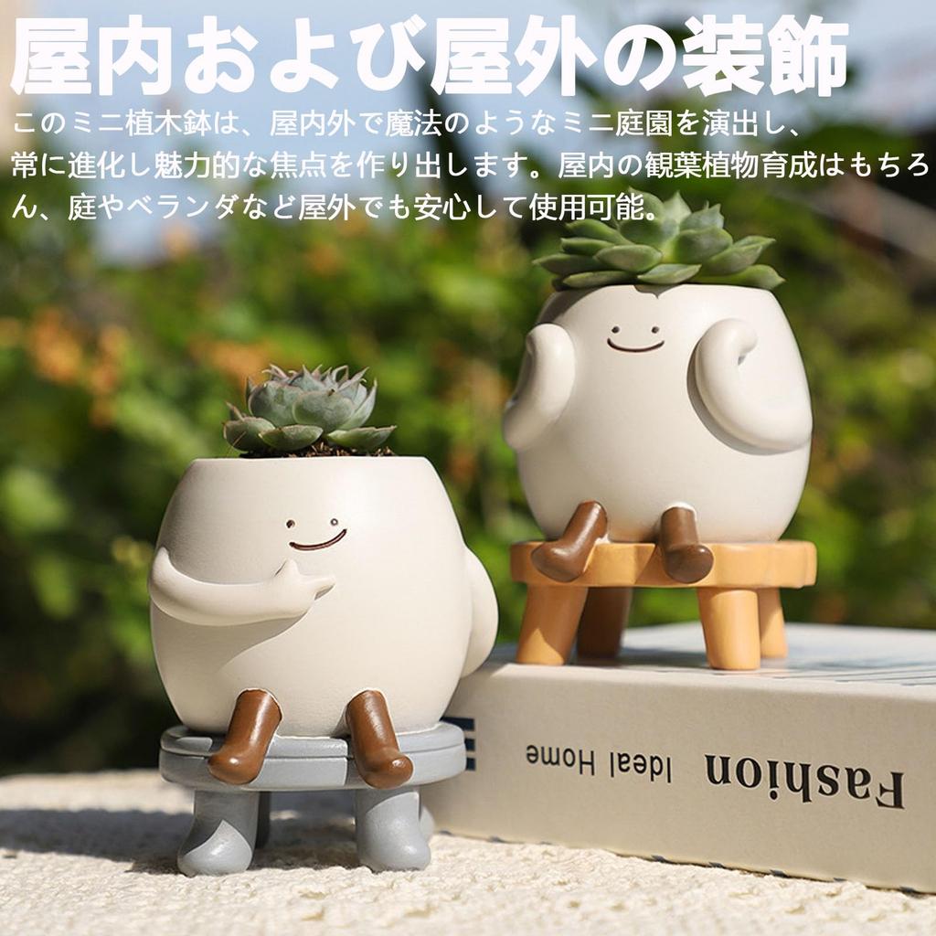 Ifukens Succulent Pot, Cactus Pot, Cute Flower Pot, Stylish, Cute Smiling Face, Legged Planter, Mini Bonsai, Resin Houseplant, Soothing IndoorOutdoor
