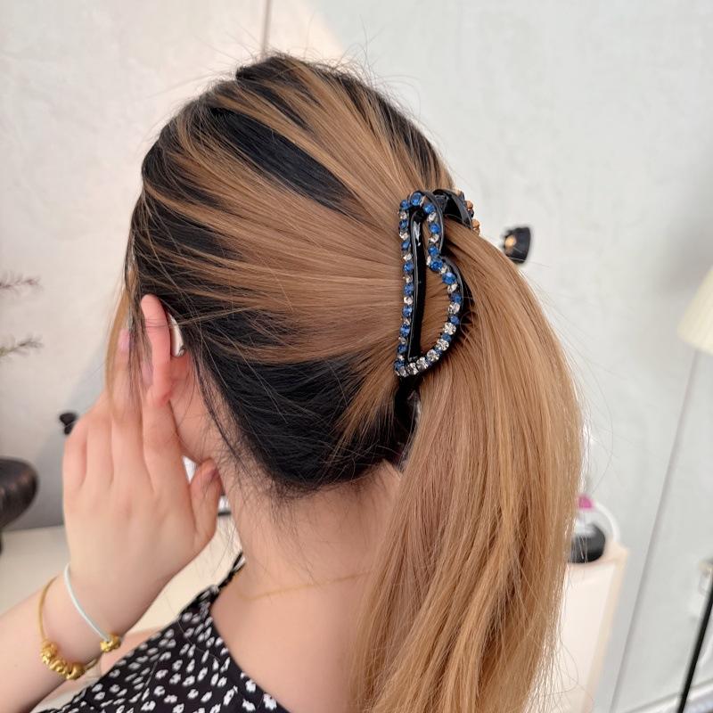 New Arrival French Chic Heart-Shaped Crystal Ponytail Hair Clip for Women, High Quality