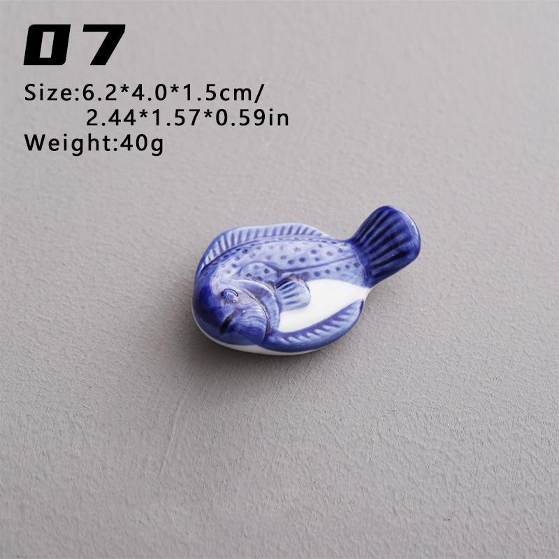 Cute Little Fish Ceramic Solid Chopstick Holder for Japanese Restaurants, Spoons, Fork Racks, Ceramic Rest Kitchen Utensils