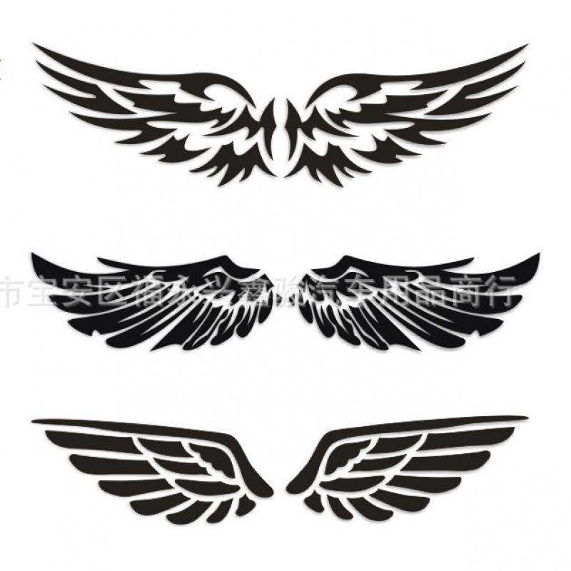Cross-border Car Rearview Mirror Scratch-Resistant Angel Wings Laser Rear Emblem Sticker Blue Pair