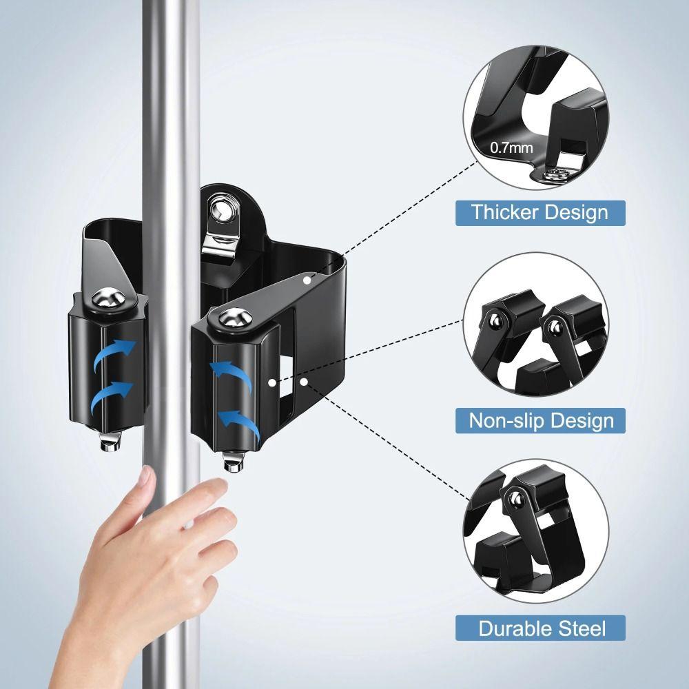 4Pcs with Screws Mop Storage Clips Rack Wall Mounted Brush Broom Hanger  Shelf Accessories