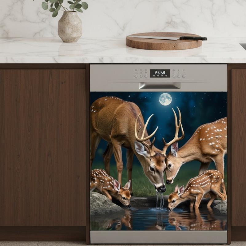 Adesivo Rimovibile Lavastoviglie Floreale Animali Impermeabile Copertura Frigorifero Per Stanze Cucina