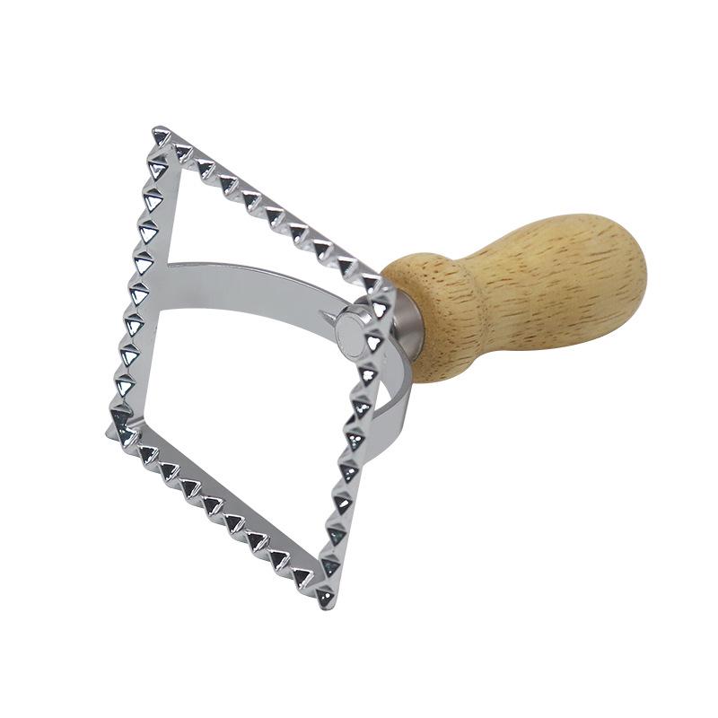 Zinc Alloy Biscuit and Dumpling Edge Embossing Cutter with Wooden Handle