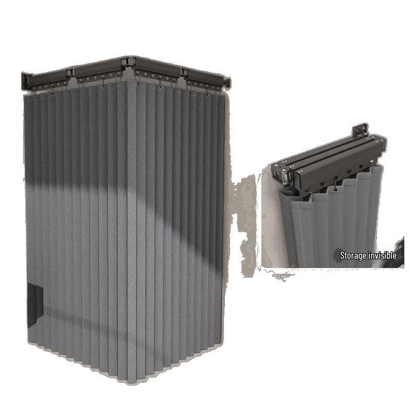 Foldable Shower Curtain Set: Invisible Waterproof Bathroom Partition for Dry and Wet Separation, Punch-free Installation.