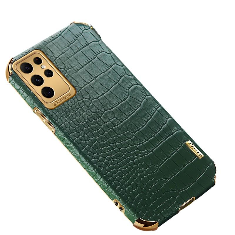 For Samsung Galaxy S23 Ultra Cell Phone Case Electroplating Crocodile Texture Back Cover