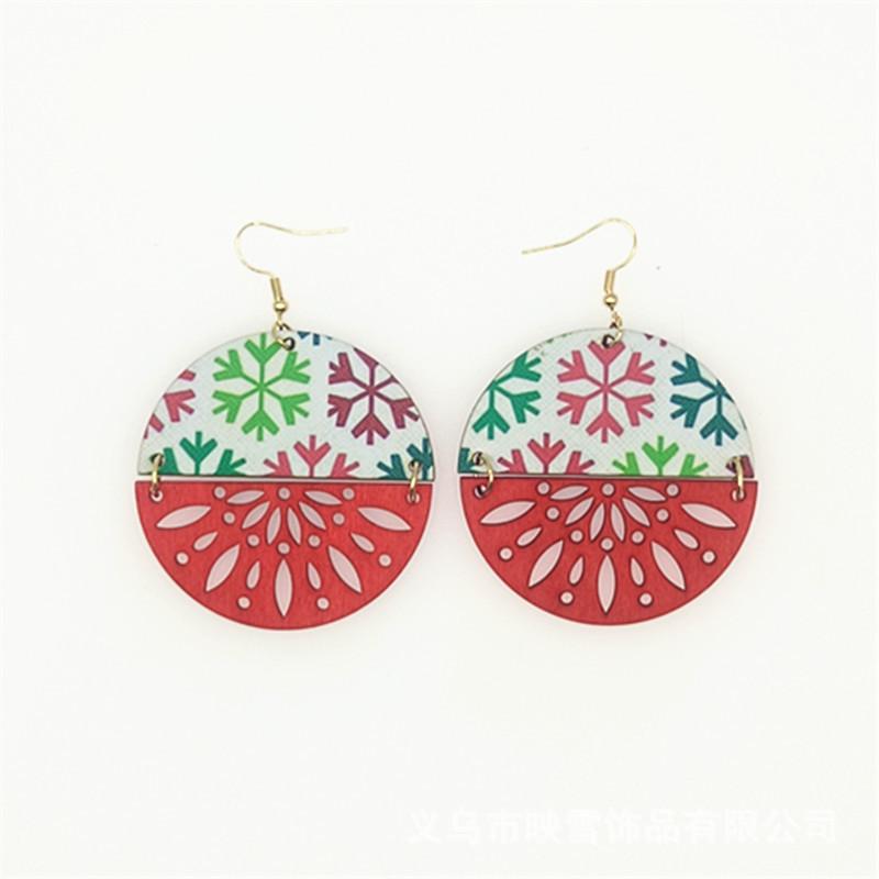 Red Hollow Spliced Creative Christmas Leather Dangle Earrings