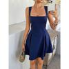 Women S Solid Color Slip A Line Short Dress Elegant Western Summer Style
